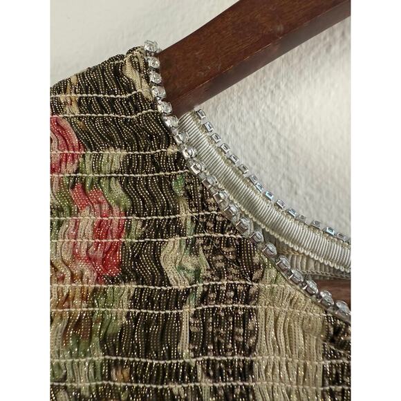 LoveShackFancy NWT Greenwich Midnight Ruby Gold Metallic Smocked Mini Dress XS - Picture 5 of 17